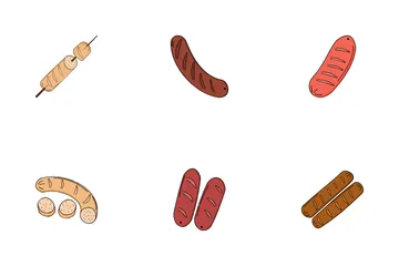 Meat Sausages Collection Icon Pack