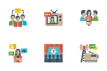 Media And Communication Flat Icons Icon Pack