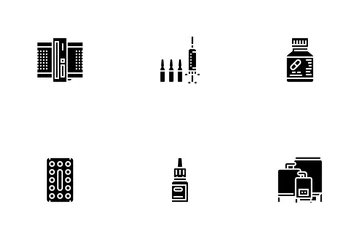 Medical Drugs Production Factory Icon Pack