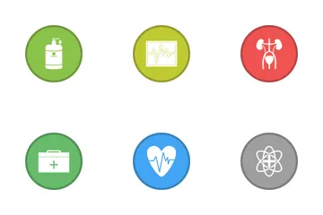 Medical Glyph Round Circle Multicolor B/G Icon Pack