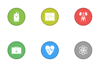 Medical Glyph Round Circle Multicolor B/G Icon Pack