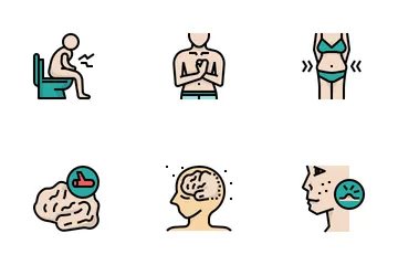 Medical Symptoms Filled Outline Icon Set. Icon Pack