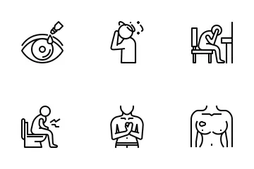 Medical Symptoms Outline Icon Set. Icon Pack