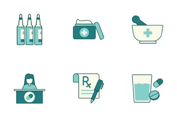 Médicaments en pharmacie Pack d'Icônes