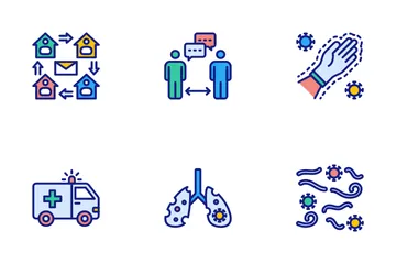 Medidas de proteção contra a COVID Pacote de Ícones