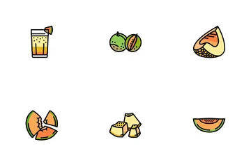 Melon Cantaloupe Yellow Fruit Icon Pack