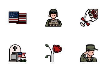 Memorial Day And Military Icon Pack