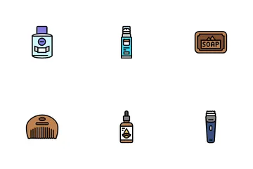 Men Cosmetic Grooming Skincare Icon Pack