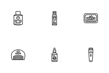 Men Cosmetic Grooming Skincare Icon Pack