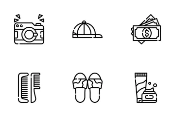Men Travel Packing Icon Pack