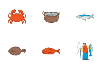 Pescadería Paquete de Iconos