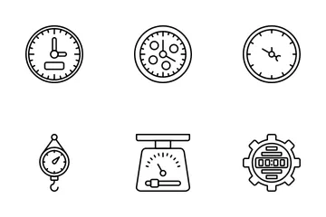 Zifferblatt und Manometer Symbolpack