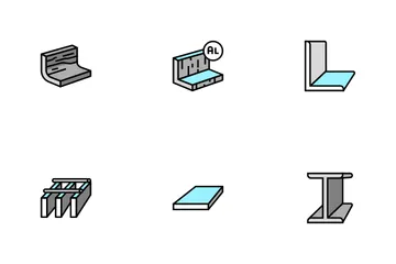 Metal Material Construction Beam Icon Pack