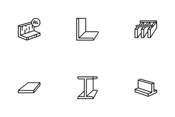 Metal Material Construction Beam Icon Pack