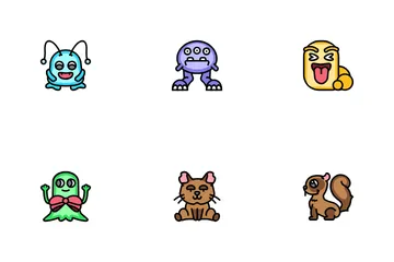 Monstre mignon et adorable tout doux Pack d'Icônes