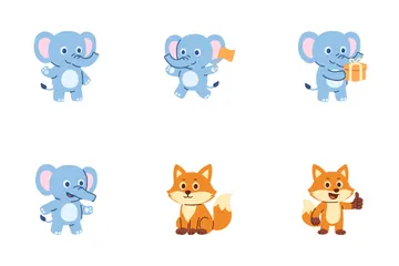 Renard et éléphant mignons Pack d'Icônes