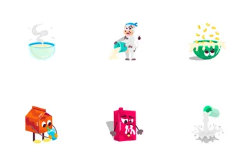 Milk Cartoon Stickers Icon Pack