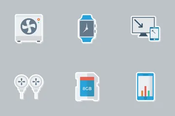 Mobile & Smart Devices Flat Paper Icons Icon Pack