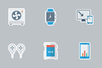 Mobile & Smart Devices Flat Paper Icons Icon Pack