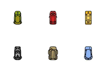 Mochila de senderismo y equipo de senderismo Paquete de Iconos