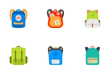 Mochila escolar para niños de regreso a la escuela Paquete de Iconos