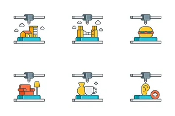 Impressão e Modelagem Pacote de Ícones