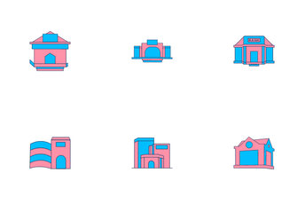 Modern Bank Building Icon Pack