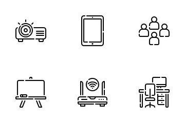 Modern Coworking Spaces Icon Pack