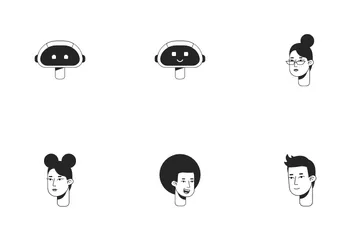 Modern People And Robots Icon Pack