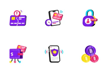 Monedero digital y aplicación de banca móvil Paquete de Iconos