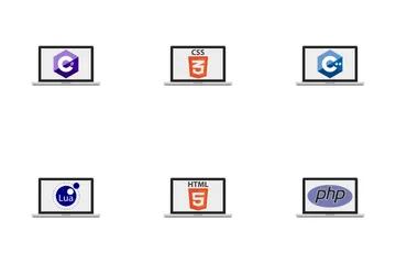 Monitors With Programming Languages Icon Pack