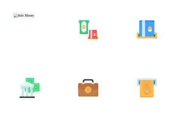 Billet de monnaie et pièces de monnaie créatives Icon Pack