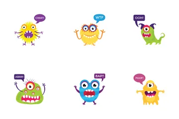 Monsters Growling And Screaming - Flat  Icon Pack