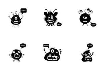 Monsters Growling And Screaming - Glyph Icon Pack