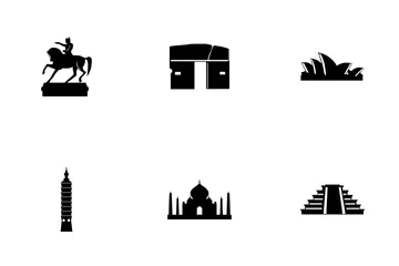 Glyphe des monuments et monuments Pack d'Icônes