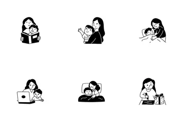Mothers Day Drawing Icon Pack