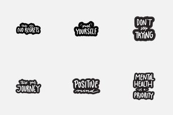 Motivational Lettering Sticker Icon Pack