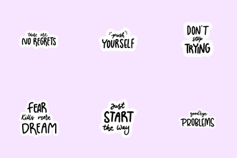 Motivational Lettering Sticker Icon Pack