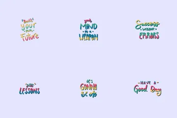 Motivational Lettering Sticker Icon Pack