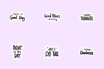 Motivational Lettering Sticker Icon Pack