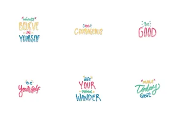 Motivational Lettering Sticker Icon Pack