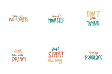 Motivational Lettering Sticker Icon Pack