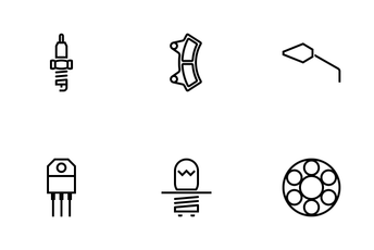 Motorcycle Parts Outline Icon Pack