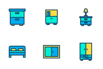 Móveis - Cor Linear Pacote de Ícones