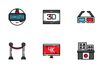 Movie Filled Outline Icon Pack