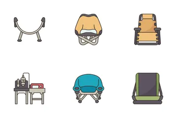 Muebles para acampar Paquete de Iconos