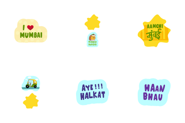 Mumbai Text Sticker Icon Pack