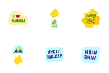 Mumbai Text Sticker Icon Pack