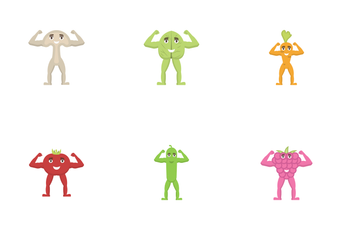 Muscular Fruits And Vegetables Icon Pack