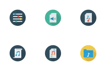 Music, Audio, Video Flat Circle Shadow Vol 1 Icon Pack